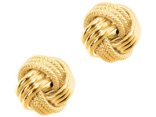 Finejewelers 14 Kt Yellow Gold Textured 3 Row Large Love Knot Earring 471004A