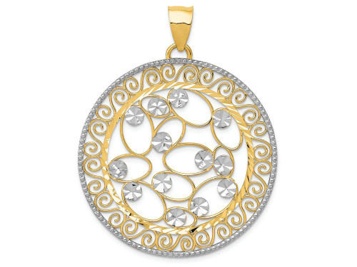 FJC Finejewelers 14k Yellow Gold with Rhodium Bright Cut Filigree Charm K1549A