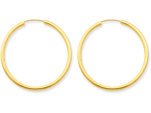 FJC Finejewelers 14k Yellow Gold Polished Round Endless 2mm Hoop Earrings H982A