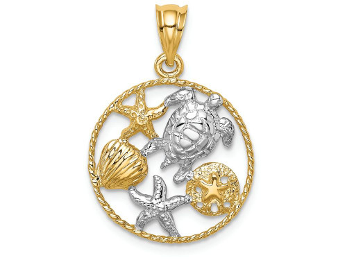 FJC Finejewelers 14k Yellow Gold White with Rhodium Polished Sealife Charm D4505A