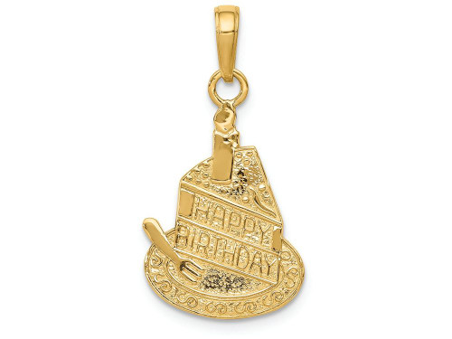 FJC Finejewelers 14k Yellow Gold Slice Of Cake with Candle Happy Birthday Charm D3921A