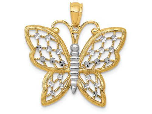 FJC Finejewelers 14k Yellow Gold and with Rhodium Bright Cut Butterfly Charm D3374A