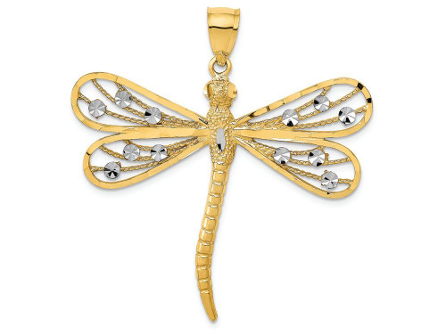 FJC Finejewelers 14k Yellow Gold with Rhodium Bright Cut Filigree Dragonfly Charm D3433A