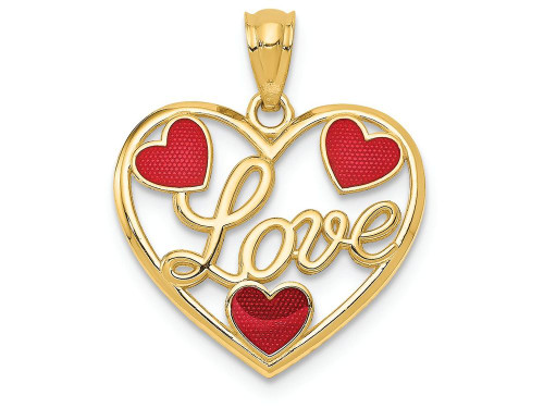 FJC Finejewelers 14k Yellow Gold Red Enameled Hearts Charm D2898A