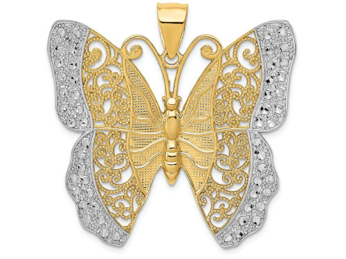 FJC Finejewelers 14k Yellow Gold with Rhodium Solid Polished Bright Cut Filigree Butterfly Charm D1340A