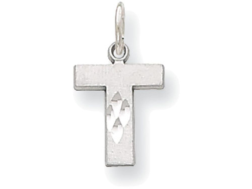 FJC Finejewelers 14k White Gold Solid Satin Bright-cut Initial T Charm D1282TB