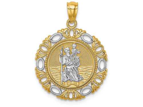 Finejewelers 14k Yellow Gold White with Rhodium Saint Christopher Medal Charm - C4714A
