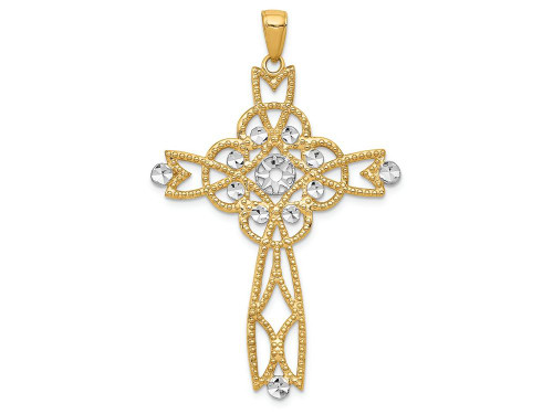 FJC Finejewelers 14k Yellow Gold with with Rhodium Bright Cut Beaded Trim Infinity Cross Charm C4309A