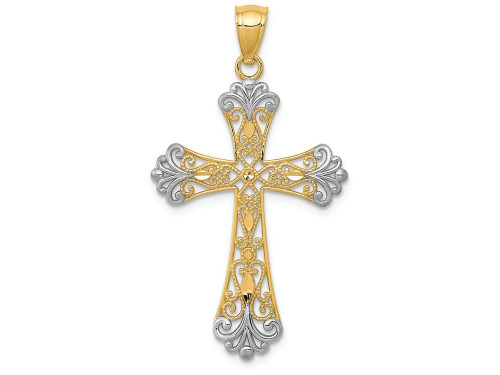 FJC Finejewelers 14k Yellow Gold with with Rhodium Bright Cut Cross Charm C4299A