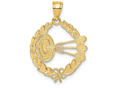 FJC Finejewelers 14k Yellow Gold Dart Board and Darts in Leaf Design Charm C3570A