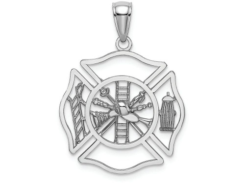 FJC Finejewelers 14k White Gold White Fireman Shield Charm C3108WB