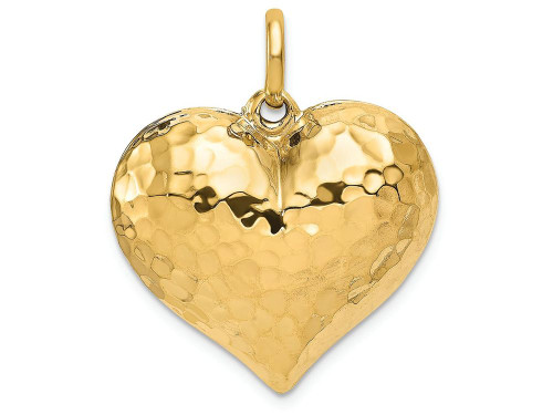 FJC Finejewelers 14k Yellow Gold Hollow Polished Hammered Medium Puffed Heart Charm D1045A