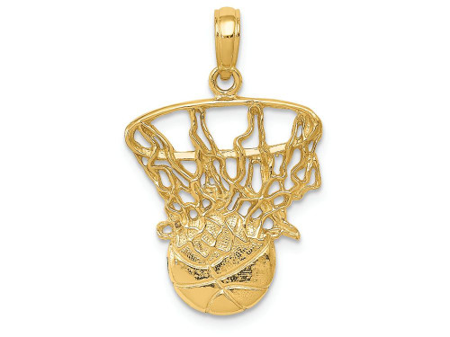 FJC Finejewelers 14k Yellow Gold Swoosh Basketball and Net Charm C3780A