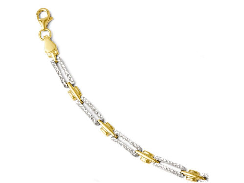 FJC Finejewelers 14k Yellow Gold W/ Rhodium Bright Cut Bracelet LES38047A