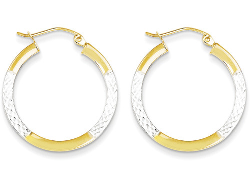 FJC Finejewelers 10k and Rhodium Bright Cut 2.5x20mm Hoop Earrings in 10 kt Yellow Gold 10TC326W