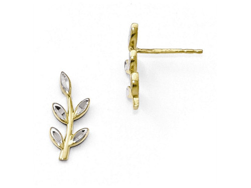 Finejewelers 10k Yellow Gold with White Rhodium Bright Cut Post Earrings