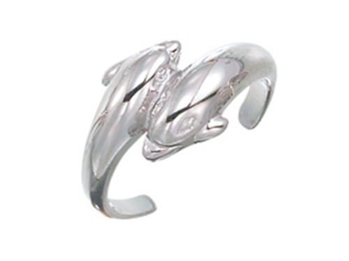 Finejewelers Sterling Silver Rhodium Finish Double Dolphin Toe Ring CGSS356T