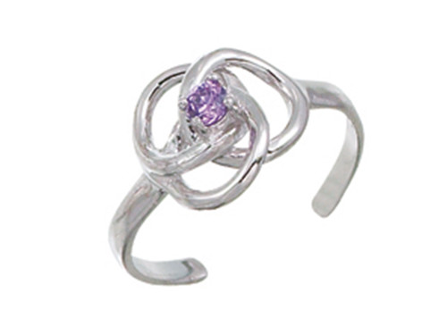 Finejewelers Sterling Silver Rhodium Finish Intrlckng Rng Crys Toe Ring CGSS360T