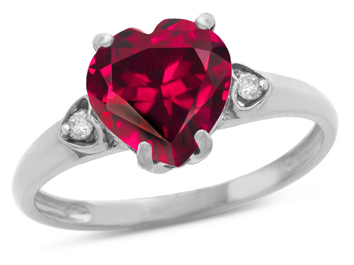 Star K Heart Shaped 8mm Created Ruby Engagement Promise Wedding Ring - 317846AF75