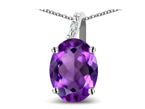 Star K Oval 8x6 Genuine Amethyst Journey Pendant Necklace - 313621AF