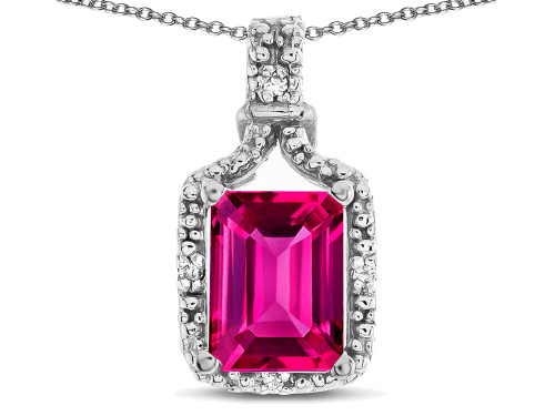 Star K Antique Vintage Look Emerald Cut 8x6 Simulated Pink Tourmaline Octagon Pendant - 317488B