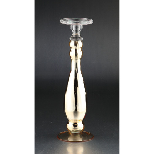 16.5" Metallic Champagne Decanters Design Table Top Glass Candle Holder