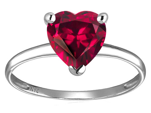 Star K Created Ruby Heart Shape 8mm Solitaire Engagement Ring - 312016B6