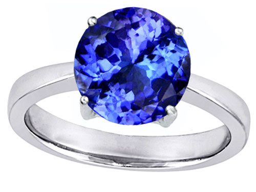 Star K Large Solitaire Big Stone Ring 10mm Round Simulated Tanzanite 310192 - 310192T5