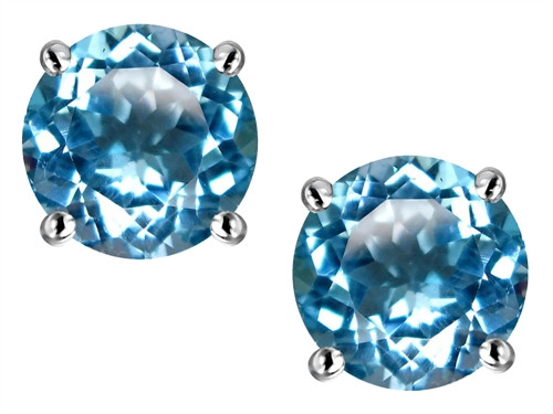 Star K 7mm Round Genuine Blue Topaz Classic Screw Back Stud Earrings - 312153AP