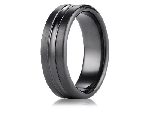 Finejewelers Black Titanium 7.5mm Comfort-fit Satin-finished High Polished Center Cut Carved Design Band TICF717505BK - TICF717505BKK12