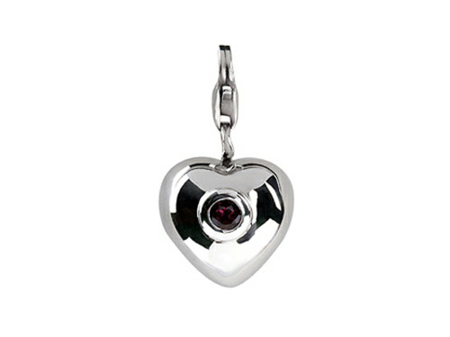 SilveRado Sterling Silver Heart Simulated Pink Tourmaline Click on Bead VR004JPT3T