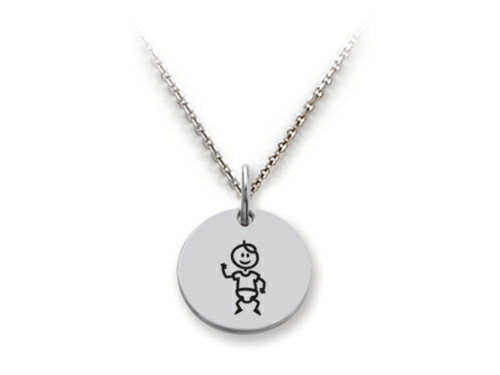Family Values Sterling Silver Baby Boy Disc Pendant Necklace Chain Included SS5013T