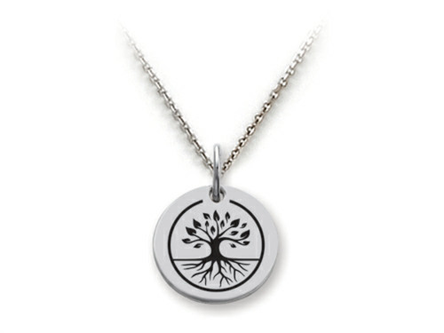 Stellar White Sterling Silver Tree Of Life Disc Pendant Necklace Chain Included SS5136T