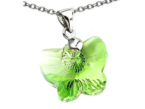 Finejewelers Sterling Silver Green Color Swarovski Elements Crystal Butterfly Pendant Necklace SF1018T