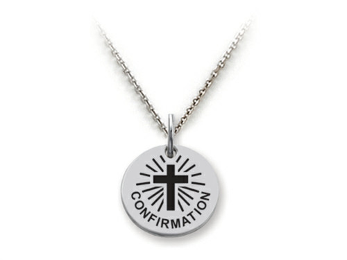 Stellar White Sterling Silver Confirmation Disc Pendant Necklace Chain Included SS5173T
