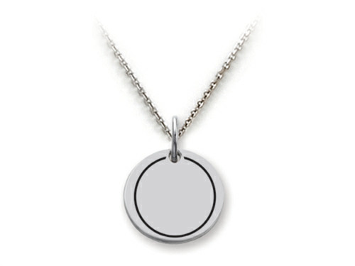 Stellar White Sterling Silver Plain, Engravable Disc Pendant Necklace Chain Included SS5172T