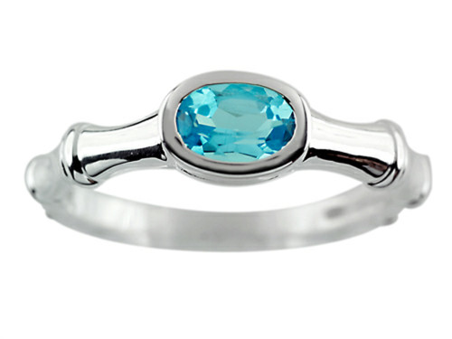 Finejewelers 6x4mm Solitaire Oval Blue Topaz Bamboo Ring - R7905SWT55