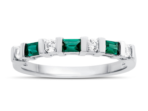 Finejewelers 3x2mm Baguette Created Emerald and Created White Sapphire Stackable Band Ring - R8166CRET9