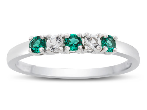 Finejewelers 2.5mm Created Emerald and White Topaz Band / Ring