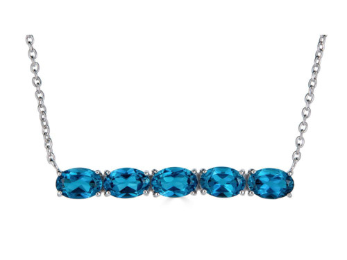 FJC Finejewelers Sterling Silver Necklace Pendant with 5 Oval London Blue Topaz Stones N4372LDNT