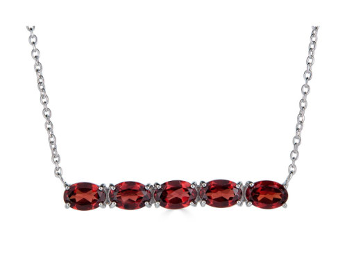 Finejewelers Sterling Silver Necklace Pendant with 5 Oval Garnet Stones