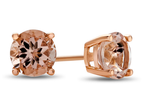 Finejewelers 6 mm Round Morganite Post-With-Friction-Back Stud Earrings in 10 kt Rose Gold