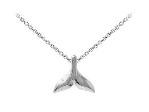 Wind and Fire Whale Tail Dainty Pendant Necklace with 18 Inch Adjustable Chain in Sterling Silver CGWF3218ST