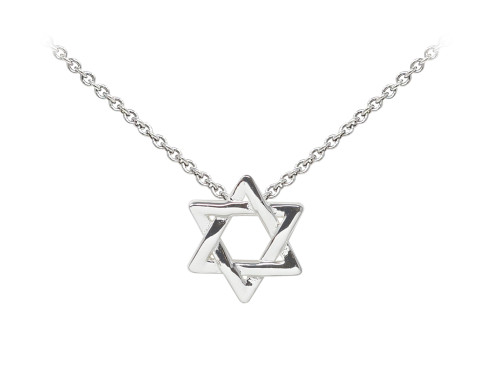 Wind and Fire Star Of David Dainty Pendant Necklace with 18 Inch Adjustable Chain in Sterling Silver