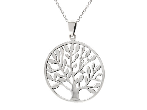 Finejewelers Polished Tree in Circle Sterling Silver Pendant Necklace 9258459T