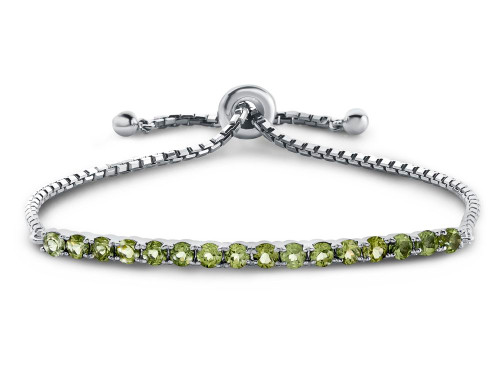 FJC Finejewelers Sterling Silver Slider Chain Adjustable Bracelet with 16 Round Peridot Stones B4371PT
