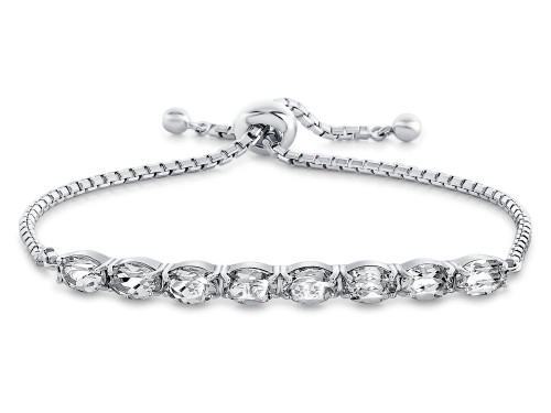 FJC Finejewelers Sterling Silver Slider Chain Adjustable Bracelet with 8 Oval White Topaz Stones B4372WTT
