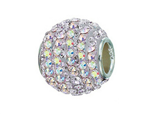 Zable Sterling Silver Pave Crystal Ball Bead / Charm BZ1272T