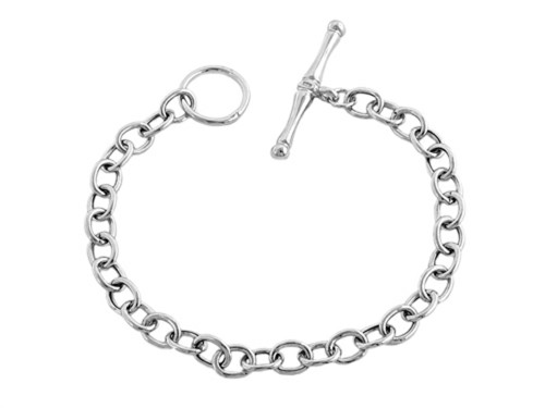 Finejewelers Sterling Silver 7.5 inch Long 6mm wide Polished Charm Bracelet with T-Lock