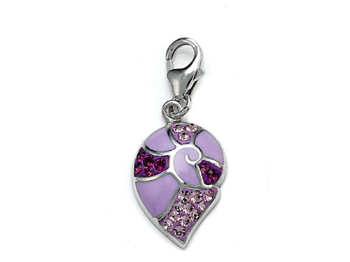 Finejewelers Pink Enamel Charm with Pink CZs for Charm Braclelet or Smartphone using our SmartPhone Plug Sterling Silver BPC1350T